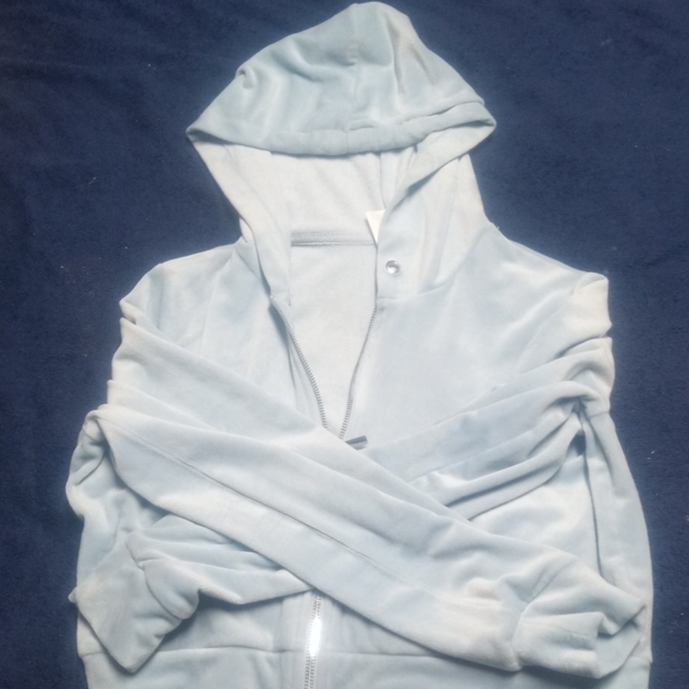 Light Blue Hooded Zip-Up Jacket